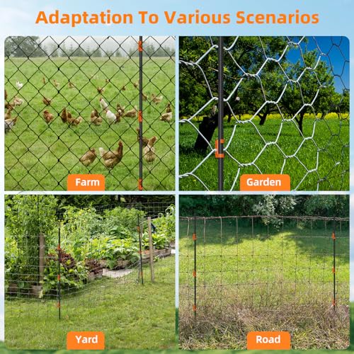 25Pcs 46Inch Portable Electric Fence Posts Kit with 75 Insulators,Temporary Electric Fencing for Containment of Chicken,Cow,Sheep & Small Animals,Easy Setup Backyard and Garden Electric Fence Stakes