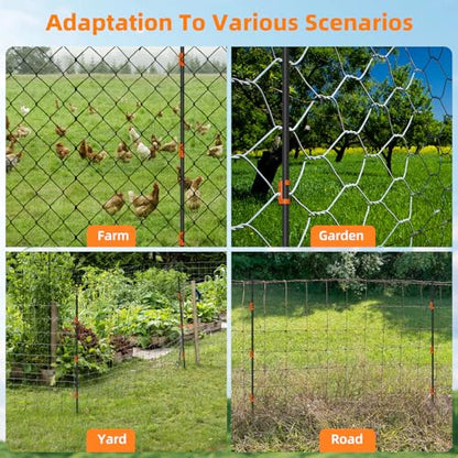 25Pcs 46Inch Portable Electric Fence Posts Kit with 75 Insulators,Temporary Electric Fencing for Containment of Chicken,Cow,Sheep & Small Animals,Easy Setup Backyard and Garden Electric Fence Stakes