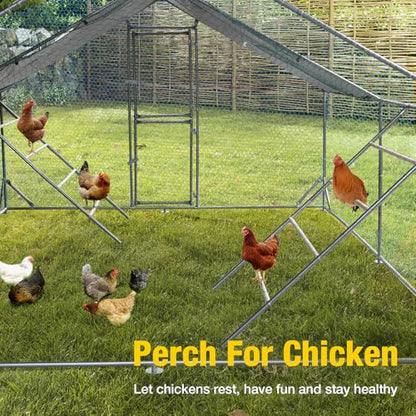 Aivituvin Extra Large Chicken Coop Metal Chicken Run for 10–20 Chickens, Walk-in Outdoor Poultry Enclosure with Roosting Perch & Anti-UV Cover for Yard, Ducks, Rabbits & Small Animals