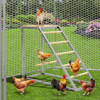 GarveeTech Chicken Perch for Coop with Ladder, Roosting Bars for Chickens in Coop, Poultry Duck Hen Chick Enrichment Toys to Exercise Makes The Meat Firmer for Yard Farm, 38"x 16" x 27.5" - size: 37.6" L x 15.7" W x 27.5" H