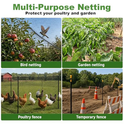 Deer Fence Netting, 6.5x50ft Heavy Duty Plastic Mesh Deer Fencing, 55GSM Garden Fence Animal Barrier, Bird Netting for Garden Protection, Reinforced Edge Temporary Fence for Tree Vegetable Raised Bed - size: 6.5x50FT
