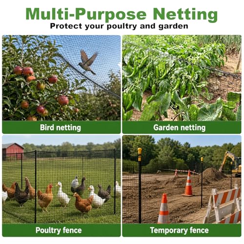Deer Fence Netting, 4x100ft Heavy Duty Plastic Mesh Deer Fencing, 55GSM Garden Fence Animal Barrier, Bird Netting for Garden Protection, Reinforced Edge Temporary Fence for Tree Vegetable Raised Bed - size: 4x100FT