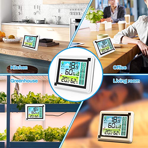Number-one Wireless Weather Station Indoor Outdoor Thermometer with Remote Sensor, Digital Temperature and Humidity Monitor with LCD Backlight, Touchscreen, Min/Max Records for Home, Office, Baby Room