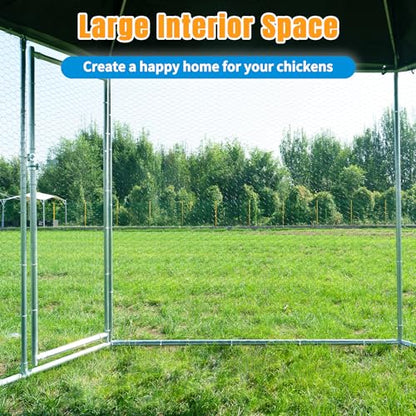Large Metal Chicken Coop, Chicken Runs for Yard with Cover Walk-in Poultry Cage for 10 20 Chickens,Chicken Pen Duck Coop with Water-Resident Top and Feeding Door, Hexagon Hen House 13.2Lx11.4Wx8.6H FT - size: 13.2'L x 11.4'W x 8.6'H