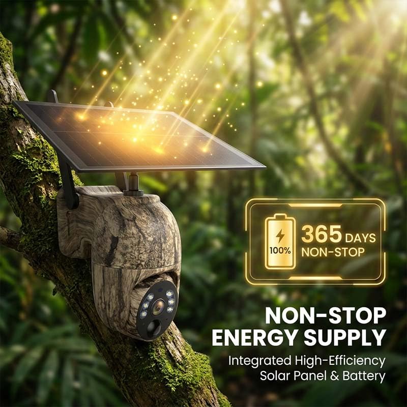 4G LTE Cellular Trail Camera with Built-in SIM Card, Solar Powered Game Camera, 4MP Ultra HD 360° Live Streaming, Motion Activated Trail Cam with IR & White LED Night Vision, IP66 Waterproof (1pc) - color: 1pc