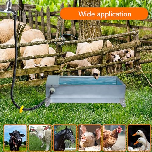 Automatic Water Trough, High Strength Stainless Steel Water Drinking Bowl Larger Capacity Drinking Water Trough Clean and Sanitary Animal Drinking Water Tank
