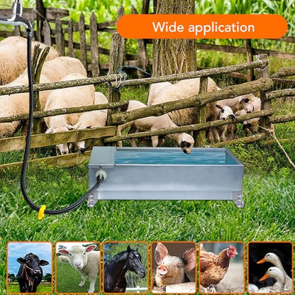 Automatic Water Trough, High Strength Stainless Steel Water Drinking Bowl Larger Capacity Drinking Water Trough Clean and Sanitary Animal Drinking Water Tank