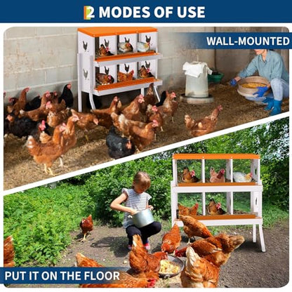 6 Compartment Chicken Nesting Box, Galvanized Steel Metal Laying Box with Removable Tray Roll-Out Egg Collection, Wall Mount Hen Roosting Box, Easy Egg Collection - color: Orange, size: 6 holes with legs