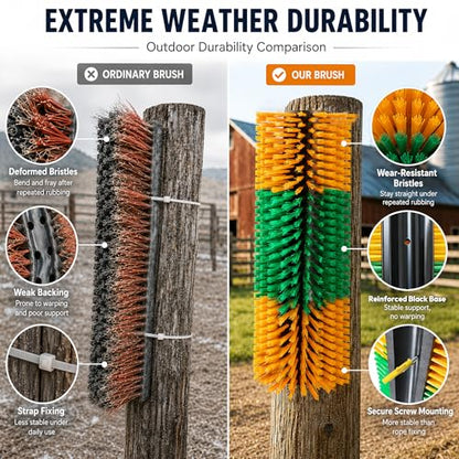 Livestock Scratching Brush, 4-Pack-Grooming Posts for Cows, Horses, Goats and Pigs with 8 Screws, Help Relieve Discomfort in Livestock and Prevent Damage to Fences - color: regular 4pcs