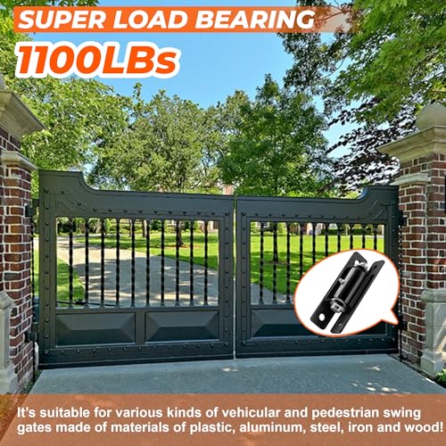 7" Heavy Duty Gate Hinges, 2 Pack High Strength Steel Wall Mount Gate Hinge 1100LBs Load Capacity, Black Gate Hinges for Metal Fence Farm Wood Gates