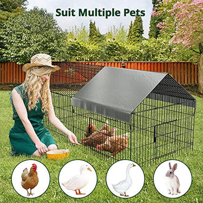 PawGiant Chicken Coop, 86"x40"x40" Chicken Run Pen for Yard with Cover Outdoor Metal Portable Chicken Tractor Cage Enclosure Crate Outside for Small Animals Duck Rabbit Hen - size: 86.0"L x 40.0"W x 38.5"H