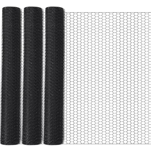 GlikCeil 48 in x 300 ft Chicken Wire Mesh Fencing for Floral Garden, 23 Gauge Black Galvanized Steel Wire, 1 Inch Hexagonal Hardware Cloth Netting for Farm Crafts Poultry Coop Barrier Rabbit Cage - color: Black, size: 48 in x 300 ft