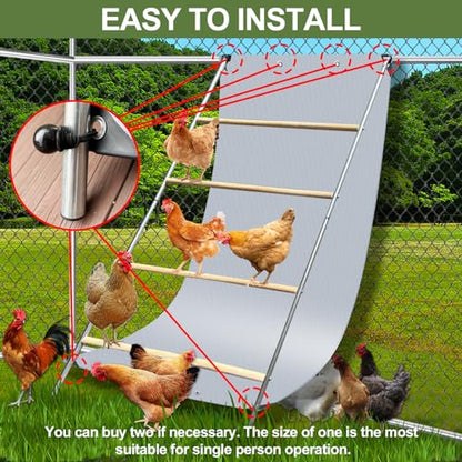 Chicken Coop Poop Hammock Waterproof and UV with 8pcs Ball Bungees Cords, 6.5 * 4 FT Poop Deck for Chicken Roosting Perch to Catch the Chicken Poop, Chicken Coop Tarp for Poultry（Not Include Perch