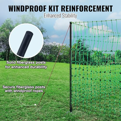 VEVOR Electric Poultry Netting, 48" H x 168' L, PE Net Fencing Kit with Posts & Double-Spiked Stakes, Utility Portable Mesh for Chickens, Ducks, Geese, Rabbits, Used in Backyards, Farms, and Ranches - size: 48in*168ft, style: Poultry