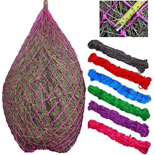 T TEKE 2 pcs Classic Slow hay Feeder hay nets, 40" Length with 2" Holes, Horse Supplies hay Bags for Horses, Goat Feed - color: Pink, size: pack of 2 pcs