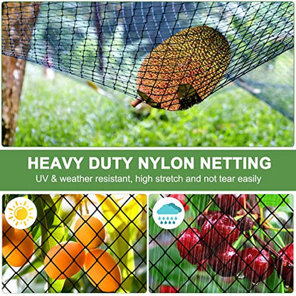 Bird Netting, Garden Netting with 3/4” Mesh Net as Poultry Netting for Chicken Coop, Heavy Duty Nylon Netting for Garden Protection, Fruit Tree Netting for Orchard Against Squirrels, Deer - size: 3/4", 25' x 25'