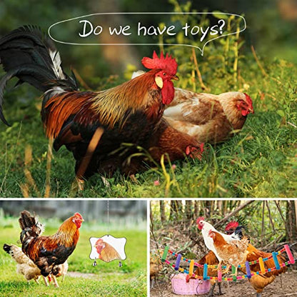 Chicken Toys for Coop 9PCS Set, KAKUNM Chicken Enrichment Toys, Including Xylophone, Swing, Chicken Mirror, Chicken Flexible Ladder, Vegetable String Bag and Hanging Feeder Coop Toy Accessories - color: 9PCS
