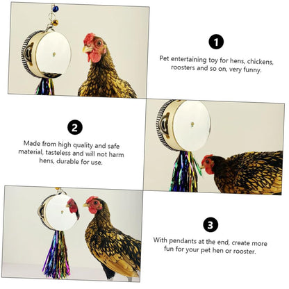 UPKOCH Stainless Steel Chicken Toy Double-Sided Mirror Drum for Rooster Hen Sturdy PET Plaything for Coop Fun Engagement
