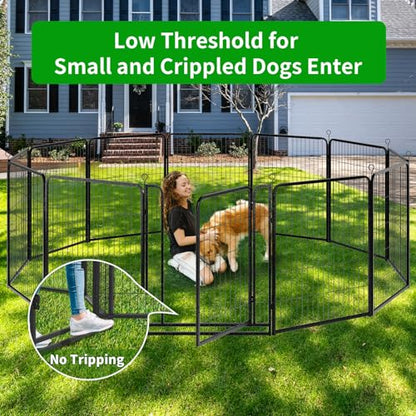 Kfvigoho Dog Playpen Outdoor Extra Wide 12 Piece Panels Heavy Duty Anti-Rust Coating-Strengthened Dog Fence 40" Height with Doors Portable for RV Camping Yard, Total 32FT, 79 Sq.ft, Snowy Black - style: 32"W x 40"H