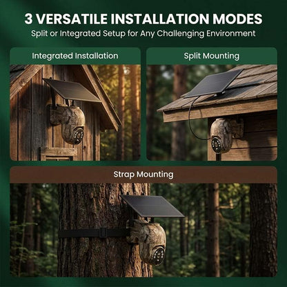 4G LTE Cellular Trail Camera with Built-in SIM Card, Solar Powered Game Camera, 4MP Ultra HD 360° Live Streaming, Motion Activated Trail Cam with IR & White LED Night Vision, IP66 Waterproof (1pc) - color: 1pc