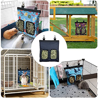 Guinea Pig Hay Feeder, Hanging Rabbit Hay Feeder Bag for Guinea Pigs Bunnies Chinchillas. PureBlack, 2 Count - color: Black-2pack