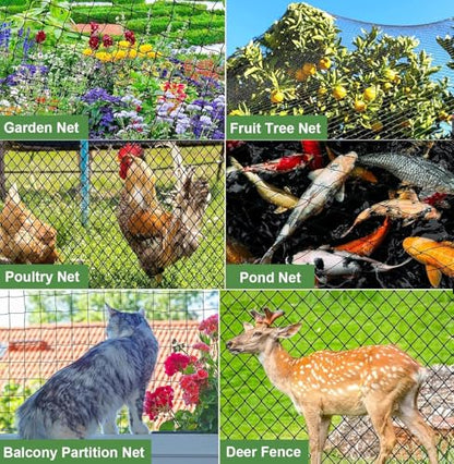 Bird Netting for Chicken Coop 16 X 50 Ft 2" Square Mesh Heavy Duty Chicken Run Netting Roof Cover Against Hawks, Eagles, Owls, UV Resistant, for Garden, Fruit Tree, Plant, Vegetable Protection - size: 2 inch mesh - 16 x 50 ft