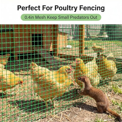 6.6x100ft Plastic Mesh Fence with Reinforced Double Black Edges, Heavy Duty Deer Fencing and Garden Netting Animal Barrier, 0.4in Square Mesh Safety Fence for Yard, Poultry and Plant Protection - size: 6.6ft x 100ft