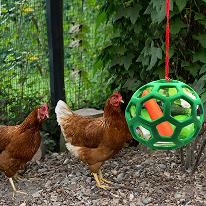 Tirifer 2 PCS Chicken Treat Ball Toy, Chicken Treat Dispenser Feeder Ball Vegetable Hanging Feeder Toy for Hens Chicken Coop Goose Duck Large Birds