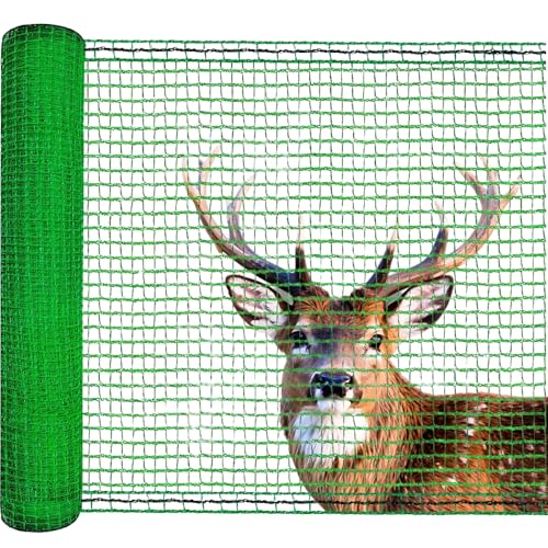 Deer Fence Netting, 7x100 Ft Plastic Mesh Fencing Roll, Temporary Animal Barrier Fence for Backyard, Chicken, Dog, Deer, Poultry. Garden Mesh Netting for Vegetable Fruit Tree Plant Protection - color: Green, size: 7x100 Ft