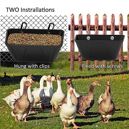 Fence Hanging Chicken Feeder for Duck, Piglets, Goat Feeder Poultry Feeding Container for Livestock Feed Trough Water Bucket(4)