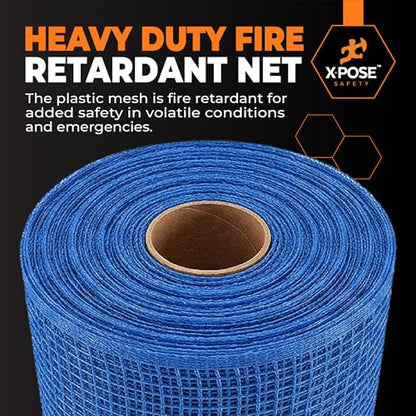 Xpose Safety Construction Safety Netting – 5.5' x 150', 1/4" Mesh Scaffold Safety Net, Temporary Material Roll, Visibility Fence, Heavy-Duty Fire Retardant, Blue - color: 4) Blue, size: 5.5' X 150' – 1/4" Mesh