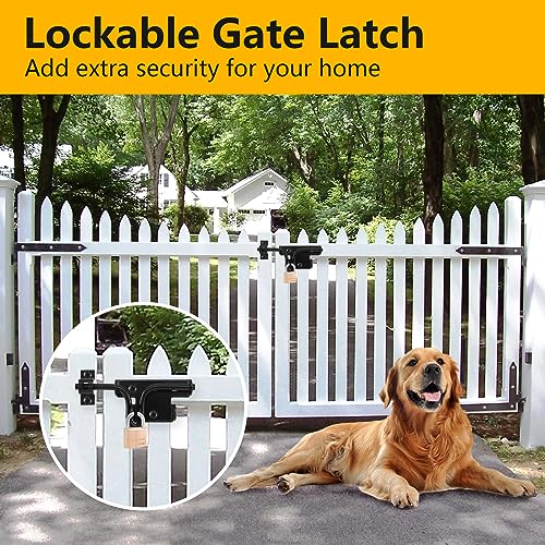HOME MASTER HARDWARE Heavy Duty Slide Bolt Gate Latch, Thickened Metal Sliding Bolt Door Lock with Padlock Hole, Solid Hardware for Wooden Fence, Barn Door, Shed Door, Yard Door, Interior and Outdoor