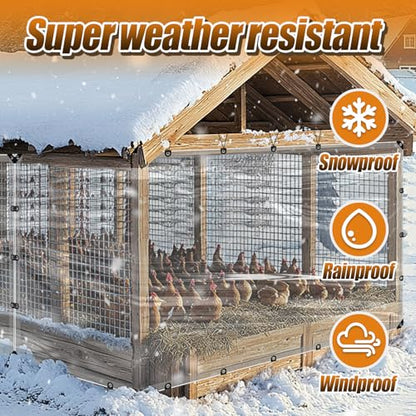 6.6x13ft Chicken Coop Covers Accessories for Winter - Easy to Install Waterproof Chicken Run Tarp with Elastic Cords & Rope