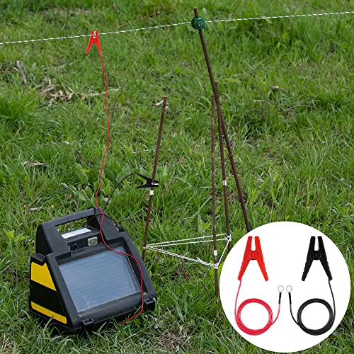 Electric Fence Wire Connect The Energizer and Electric Fence Charger Solar Fence Charger Solar Powered Electric Fence, Solar Electric Fence, Electric Fence Lead Wire with Alligator Clip, 3 Ft - style: 3FT Wire