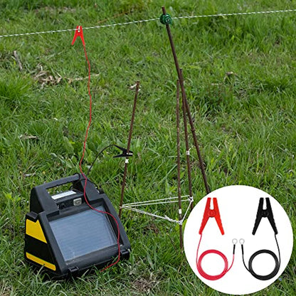 Electric Fence Wire Connect The Energizer and Electric Fence Charger Solar Fence Charger Solar Powered Electric Fence, Solar Electric Fence, Electric Fence Lead Wire with Alligator Clip, 3 Ft - style: 3FT Wire