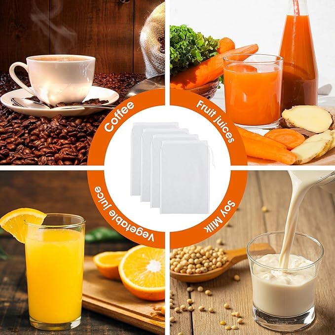 4 Pack Reusable Nylon Nut Milk Bag - 8x12 Inch Fine Mesh Food Strainer for Cold Brew, Cheese, Yogurt, Juicing & Tofu