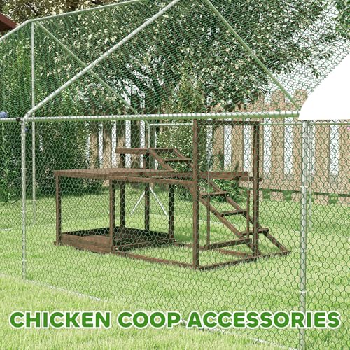 PawHut Wooden Chicken Coop Perches with Swing, Roosting Bars, Activity Play Set, Chicken Coop Accessory Toys for Coop, Coffee
