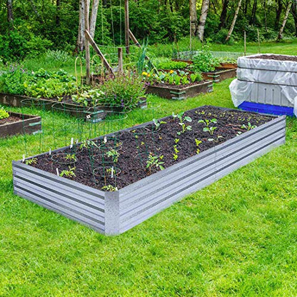 Galvanized Raised Garden Bed (8x4x1ft) – Overlapping 4-Inch Panels + 4 Support Bars, Heavy-Duty Metal Planter Box for Vegetables, Herbs, Flowers, No-Deformation Steel Garden Kit - size: 8x4x1ft (1 PC)