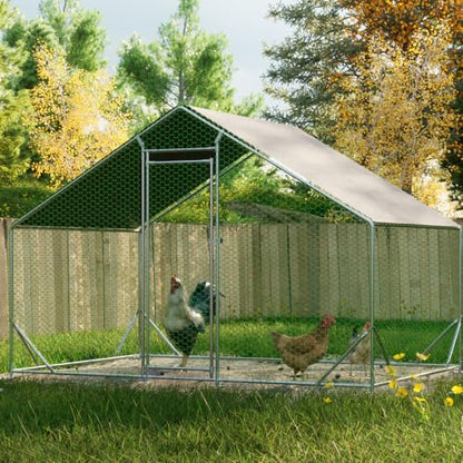 Sturdy Walk-in Chicken Run with Galvanized Steel Frame and PVC-Coated Hexagonal Wire Mesh for Outdoor Poultry Enclosure (3x2m) - color: 3x2m