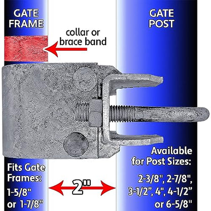 Chain Link Fence Bull Dog Commercial Duty Gate Hinge-for 3-1/2" Outside Diameter Gate Post/Pipe & 1-5/8" Thru 1-7/8" Gate Frames CASE Qty 10 - size: 3-1/2" Post - 10 Pack