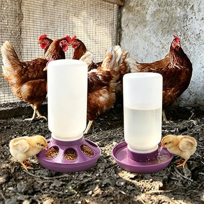 Chick Feeder and Waterer Set, Chick Starter Set 2 in 1, Chicken Waterer and Feeder, 1L Poultry Watering and Feeding Station, Quail Feeders and Waterers for Home Use - color: Blue