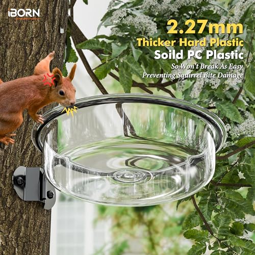 iBorn Wall Mounted Water Tray, Bird Bath for Outside, 7.3”Wildbird Water Bowl PC Plastic, Installed on Post, Wooden Fences, Trees and Walls, Clear, Pack of 1 - size: Water Tray, Pack of 1