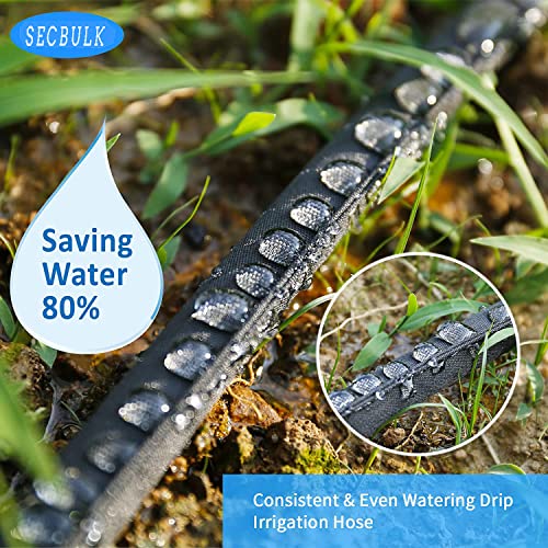 Secbulk 2025 Flat Soaker Hose 25 ft for Garden, 25' Linkable Drip Hose Diy Garden Irrigation System Saving 80% Water, Dual-layer Leak-free Design Water Hose with Holes - size: 25ft