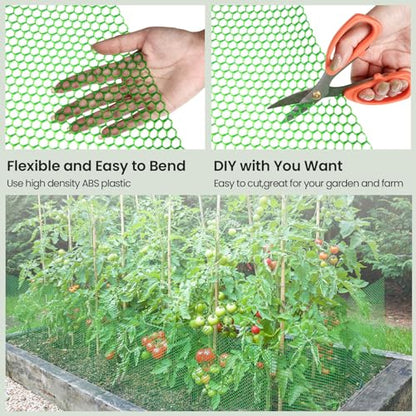 Landical 6 Rolls Plastic Chicken Wire Fencing Mesh 120 x 15.7 Inch Each Plastic Mesh Fence with Zip Ties Hexagonal Poultry Netting Garden Fencing Cat and Bird Netting (Green) - color: Green