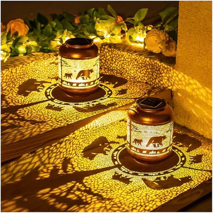 Bear Solar Lanterns Outdoor Waterproof,Hanging Solar Lights Bear Gifts for Women Men Metal LED Decorative Light for Yard,Patio,Lawn,Tabletop,Pathway,Landscape,Garden Decor - style: Bear