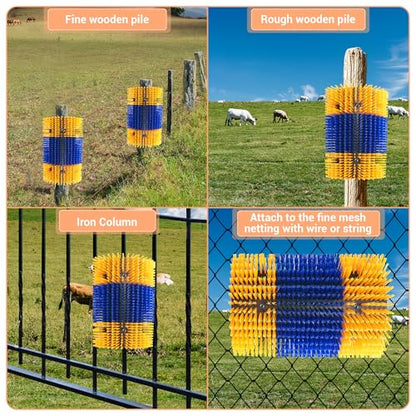 Livestock Scratching Brush 2 Pcs, Heavy Duty Horse Brush with Mounting Screws, Itch Relief & Grooming for Cattle Goat Pig Cow, Farm Animal Back Scratcher, Blue & Yellow - color: Blue yellow 2