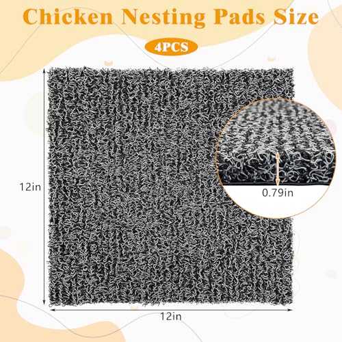 kathson Washable and Reusable Chicken Nesting Pads Plastic Nest Box Pads Durable Chicken Coop Liners Laying Indoor/Outdoor Mats for Hen Duck Rabbit Small Pets 12 x 12 x 0.79Inches(4Pcs,Grey)