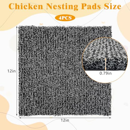 kathson Washable and Reusable Chicken Nesting Pads Plastic Nest Box Pads Durable Chicken Coop Liners Laying Indoor/Outdoor Mats for Hen Duck Rabbit Small Pets 12 x 12 x 0.79Inches(4Pcs,Grey)