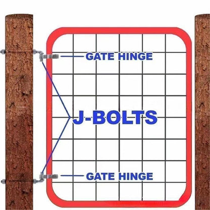 J-Bolt Post Hinge with 5/8" Hinge Pin Galvanized Post Gate Hinge for Chain Link Fence, Washers & Nuts Included (12" (2 Pcs)) - size: 12" (2 Pcs)