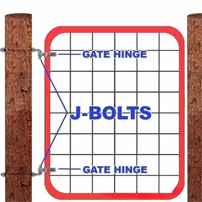 J-Bolt Post Hinge with 5/8" Hinge Pin Galvanized Post Gate Hinge for Chain Link Fence, Washers & Nuts Included (10" (2 Pcs)) - size: 10" (2 Pcs)